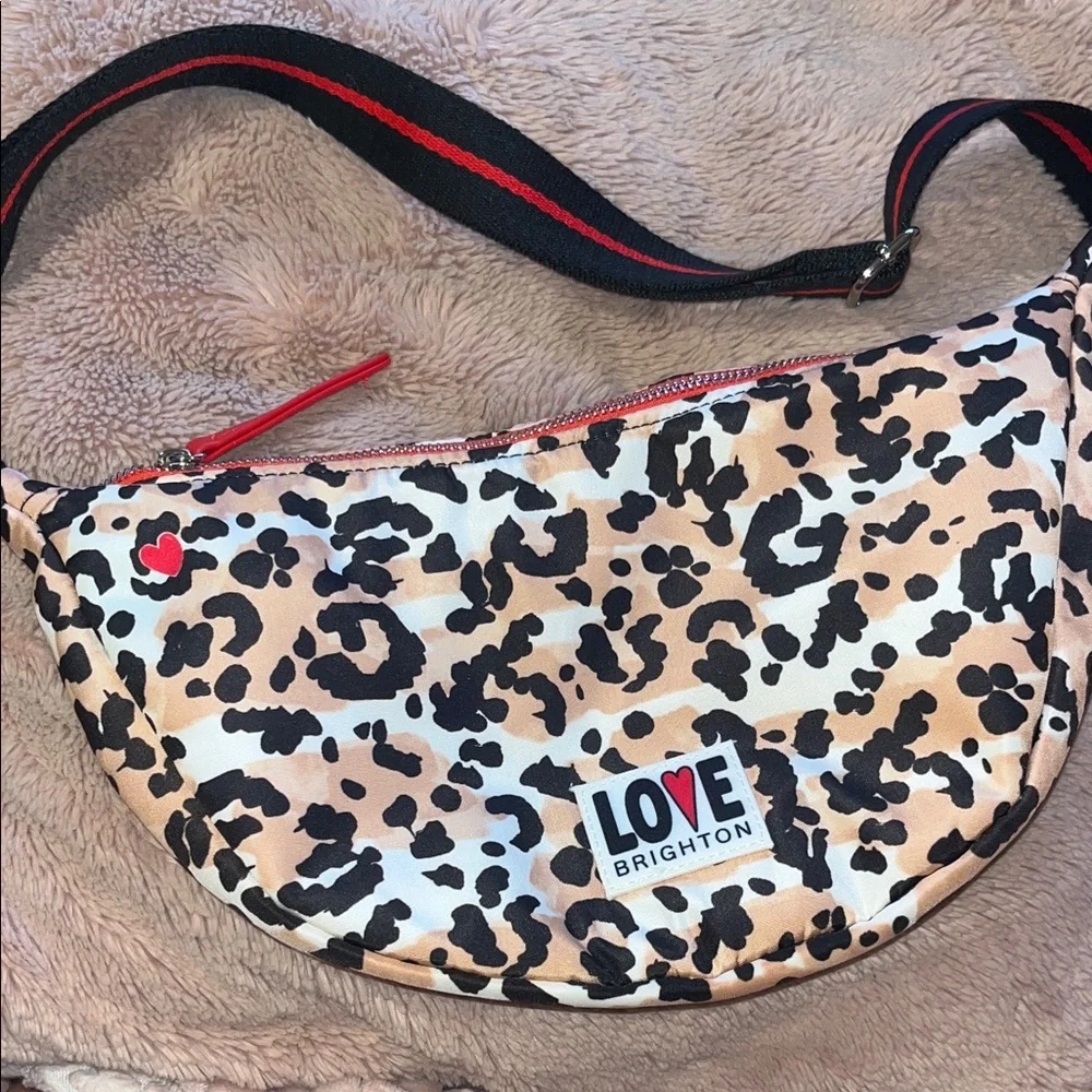 Brighton Leopard-Print Crossbody with Red Accents